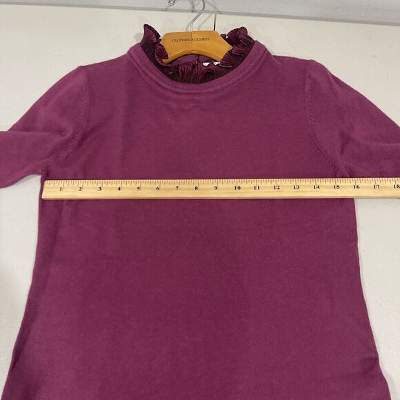 Siani Milano Wine Long Sleeve Sweater Ruffle Neck Double Layer Size S Festive - Picture 7 of 12